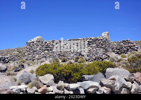 Cile; Cile settentrionale; regione Arica y Parinacota; Parco Nazionale Lauca; antiche rovine Inca Foto Stock