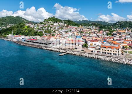 Porto e paesaggio urbano di Grenada di St George. Foto Stock