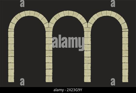 Arco nella parete di pietra beige tagliato Illustrazione Vettoriale