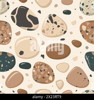 Un motivo di rocce con uno schema di colore marrone e nero. Illustrazione Vettoriale
