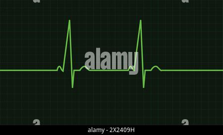 Linea del battito cardiaco, linea dell'elettrocardiogramma, polso cardiaco, monitoraggio dell'onda cardiaca, linea della griglia del battito cardiaco Illustrazione Vettoriale