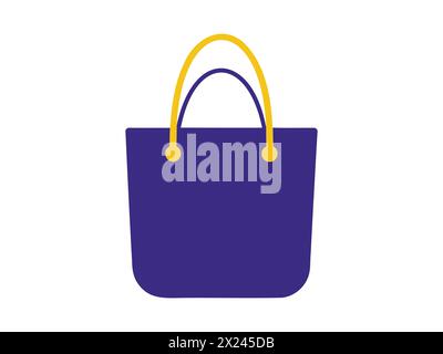 Illustrazione di una borsa per bambini viola. Borsa dal design vivace in un design piatto. Design minimalista. Concetto di borse riutilizzabili, shopping ecologico. Isolato Illustrazione Vettoriale