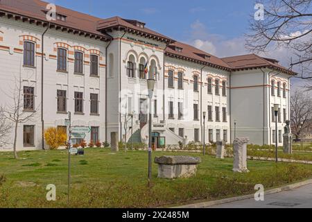 Drobeta Turnu Severin, Romania - 15 marzo 2024: Acquario presso l'edificio del Museo di storia locale presso Independentei Street Historic Landmark. Foto Stock