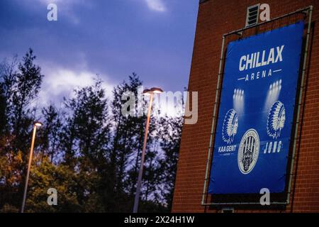 Gent, Belgio. 19 aprile 2024. Vista generale che mostra la Chillax Arena durante una partita di calcio tra KAA Gent Ladies e RSCA Women, venerdì 19 aprile 2024 alla Chillax Arena di Gent, il giorno 5 del play-off gruppo A della competizione femminile Super League. BELGA PHOTO JASPER JACOBS credito: Belga News Agency/Alamy Live News Foto Stock