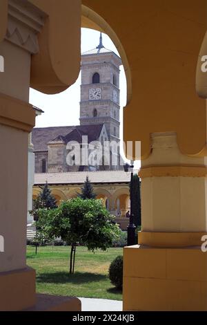 Alba Iulia Rumänien Romania; esterno della cattedrale cattolica di San Michele; Katholische Kathedrale St. Michael von außen; Catedral Católica de San Miguel Foto Stock