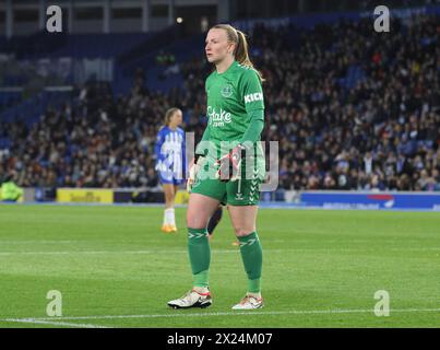 Brighton, Regno Unito. 19 aprile 2024. Brighton, Inghilterra, 19 aprile 2024: Courtney Brosnan (Everton 1) durante la partita WSL tra Brighton Hove Albion e Everton all'Amex Stadium di Brighton, Inghilterra, il 19 aprile 2024 (Bettina Weissensteiner/SPP) credito: SPP Sport Press Photo. /Alamy Live News Foto Stock