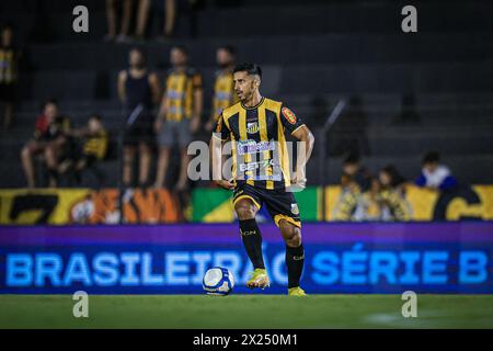 Novo Horizonte, Brasile. 20 aprile 2024. SP - NOVO HORIZONTE - 04/19/2024 - BRASILEIRO B 2024, NOVORIZONTINO x CRB - giocatore Geovane di Novorizontino durante una partita contro CRB allo stadio Jorge Ismael de Biasi per il campionato brasiliano B 2024. Foto: Pedro Zacchi/AGIF credito: AGIF/Alamy Live News Foto Stock