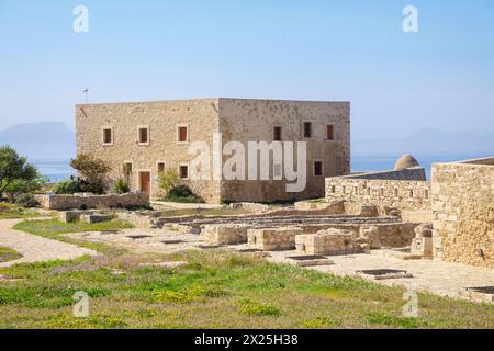 Costruzione della residenza dei consiglieri in Fortezza di Rethymno, Creta, Grecia Foto Stock