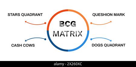 Diagramma a matrice BCG. Sviluppo e sviluppo dei prodotti Illustrazione Vettoriale