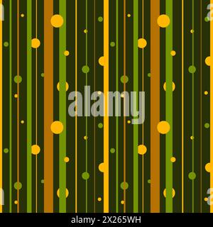 Motivo senza cuciture astratto. Motivo a righe verde e giallo. Motivo a strisce con punti di diametri diversi. Design per tessuti, imballaggi e carta Foto Stock