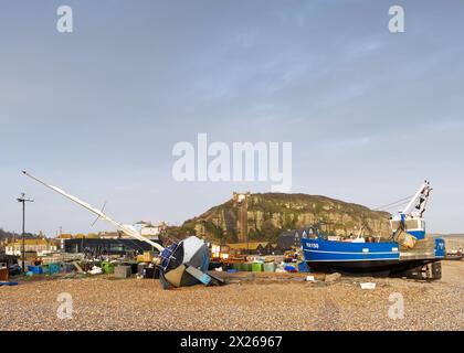 Barche da pesca a Rock-a-Nore, Hastings. REGNO UNITO Foto Stock