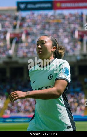 Barcellona, Spagna, 20 aprile, 2024. Women Champions League - semifinale - prima gamba - FC Barcelona vs Chelsea FC. Lauren James (10). Crediti: Joan Gosa/Alamy Live News Foto Stock