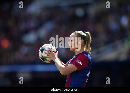 FC BARCELONA CONTRO CHELSEA FC OLIMPIC STADIUM, BARCELLONA. Aprile 20,2024 FC BARCELONA vs CHELSEA FC. Aapril 20,2024 Fridolina Rolfo 16 del FC Barcelona durante la partita tra FC Barcelona e Chelsea FC corrispondente alla semifinale della UEFA Champions League femminile allo Stadio Olimpico Lluis Companys di Barcellona, Spagna, il 20 aprile 2024. Barcelona ESP Copyright: XS.xRosx Foto Stock