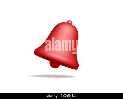 Campanello di notifica rosso isolato su sfondo bianco. illustrazione 3d. Foto Stock