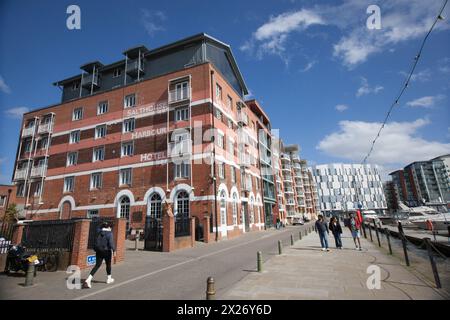 Vista di Neptune Marina, Ipswich, Suffolk nel Regno Unito Foto Stock