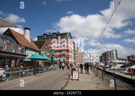 Vista di Neptune Marina, Ipswich, Suffolk nel Regno Unito Foto Stock