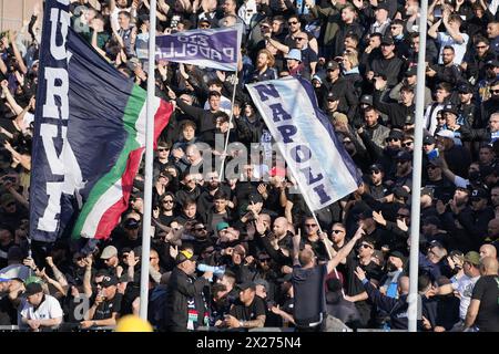 Firenze, Italia. 20 aprile 2024. Tifosi del Napoli durante la partita di calcio di serie A tra Empoli e Napoli allo Stadio Empoli di Empoli (FI), centro Italia - sabato 6 aprile 2024. Sport - calcio (foto di Marco Bucco/la Presse) credito: LaPresse/Alamy Live News Foto Stock