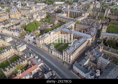 Vista aerea del Queen's College, Università di Oxford, Oxford, Regno Unito. Foto Stock