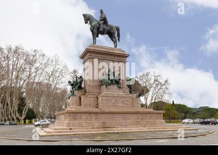 Roma, Italia - 17 marzo 2018: Il monumento equestre dedicato a Giuseppe Garibaldi è un'imponente statua equestre collocata sul punto più alto della Foto Stock