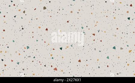 Motivo grigio terrazzo senza cuciture su sfondo grigio. Moderno motivo a mosaico senza cuciture. Pavimento in granito senza cuciture sul terrazzo, sfondo vintage grunge Illustrazione Vettoriale
