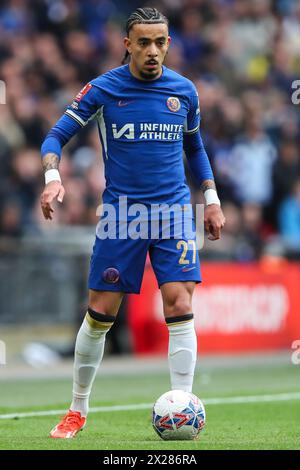 Malo gusto del Chelsea in azione durante la semifinale della Emirates fa Cup Manchester City vs Chelsea allo stadio di Wembley, Londra, Regno Unito, 20 aprile 2024 (foto di Gareth Evans/News Images) Foto Stock