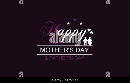 Illustrazione di testo moderna ed elegante per la festa della mamma e della festa del papà Illustrazione Vettoriale