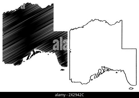 Thunder Bay District (Canada, provincia di Ontario, Nord America) mappa illustrazione vettoriale, schizzo di tracciatura mappa di Thunder Bay Illustrazione Vettoriale