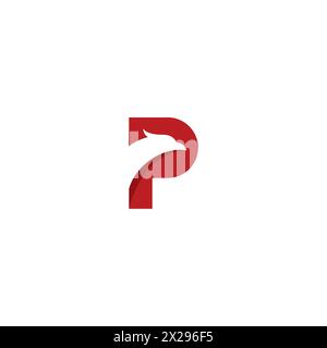 Logo P Eagle con colore rosso. Icona lettera P. Illustrazione Vettoriale