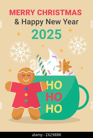 Illustrazione vettoriale donna dello zenzero natalizio Hot Chocolate Illustrazione Vettoriale