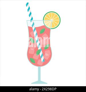 Bicchiere di limonata bevanda estiva. Bevanda rinfrescante Illustrazione Vettoriale