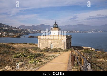 Faro di S'Arenella a Port de la Selva, Catalogna Foto Stock