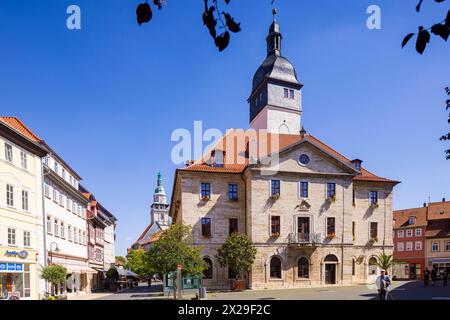 Stadtbild Neumarkt mit Rathaus Bad Langensalza Thüringen Deutschland *** paesaggio urbano Neumarkt con municipio Bad Langensalza Turingia Germania Foto Stock