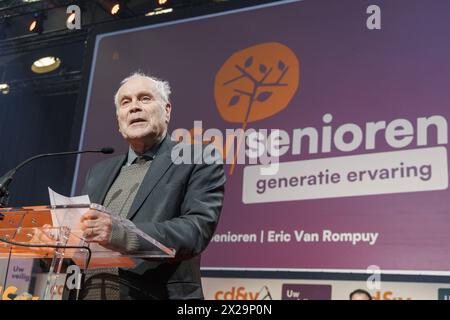 Mechelen, Belgio. 21 aprile 2024. Erik Van Rompuy di CD&V nella foto durante il congresso elettorale del partito democratico cristiano fiammingo CD&V, domenica 21 aprile 2024 a Mechelen. BELGA FOTO NICOLAS MAETERLINCK credito: Belga News Agency/Alamy Live News Foto Stock