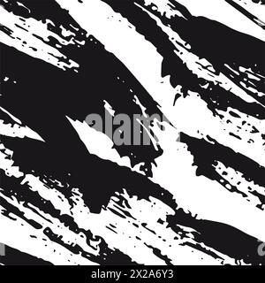 Vector Monochrome Mark Making - il bianco e nero crea un motivo senza cuciture con macchie Illustrazione Vettoriale