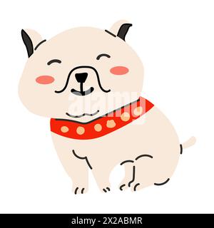 Clipart bulldog inglese. Illustrazione vettoriale di un simpatico cucciolo di bulldog che sorride Illustrazione Vettoriale