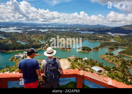 Guatape Reservoir, Peñol stone, El Peñol, Antioquia, Colombia, South America Stock Photo