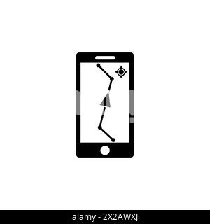 Icona vettoriale piatta navigazione smartphone. Simbolo solido semplice isolato su sfondo bianco Illustrazione Vettoriale