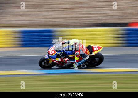 55 SUCHET Sebastien, (sui), SUCHET Valentin, (sui), RAYMOND Guillaume, (fra), HONDA CBR 1000 R, NATIONAL MOTOS, (fra), Superstock, azione durante la 24 ore motociclistica di le Mans 2024 dal 18 al 21 aprile, a le Mans, Francia - foto Alexandre Guillaumot / DPPI Foto Stock