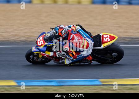 55 SUCHET Sebastien, (sui), SUCHET Valentin, (sui), RAYMOND Guillaume, (fra), HONDA CBR 1000 R, NATIONAL MOTOS, (fra), Superstock, azione durante la 24 ore motociclistica di le Mans 2024 dal 18 al 21 aprile, a le Mans, Francia - foto Alexandre Guillaumot / DPPI Foto Stock