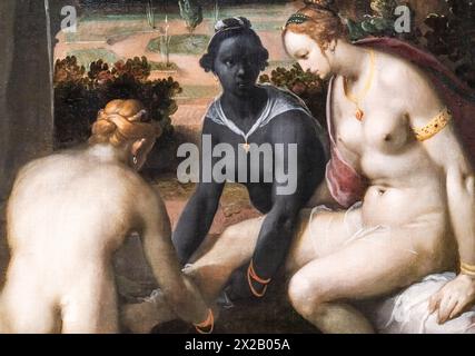 Bathsheba at Her toilet, Cornelis Cornelisz van Haarlem, olio su tela, 1594, Amsterdam, Paesi Bassi Foto Stock