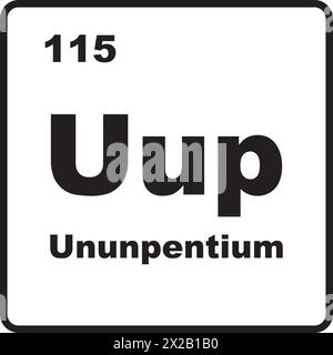 Icona chimica Ununpentium, elemento chimico nella tavola periodica Illustrazione Vettoriale