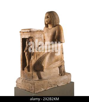 Statua inginocchiata di Yuny nuovo Regno, Ramessid ca. 1294–1279 A.C. Foto Stock