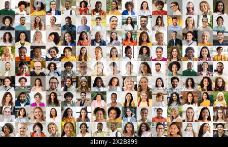 Collage di diverse persone multietniche affronta sorrisi Foto Stock