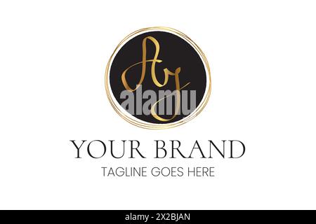 Eleganti lettere AJ iniziali Logo Business femminile pulito Illustrazione Vettoriale