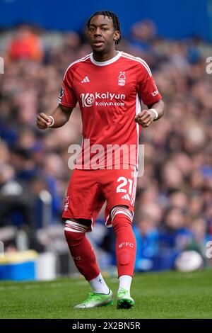 Liverpool, Regno Unito. 21 aprile 2024. Anthony Elanga del Nottingham Forest durante la partita di Premier League Everton vs Nottingham Forest al Goodison Park, Liverpool, Regno Unito, 21 aprile 2024 (foto di Steve Flynn/News Images) a Liverpool, Regno Unito, il 21 aprile 2024. (Foto di Steve Flynn/News Images/Sipa USA) credito: SIPA USA/Alamy Live News Foto Stock