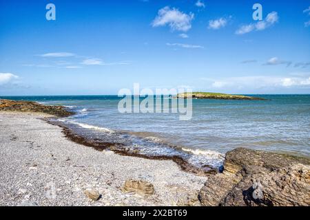 Fisherman's Cottages Beach, Moelfre, Anglesey, Galles del Nord Foto Stock