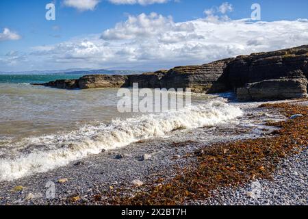 Fisherman's Cottages Beach, Moelfre, Anglesey, Galles del Nord Foto Stock