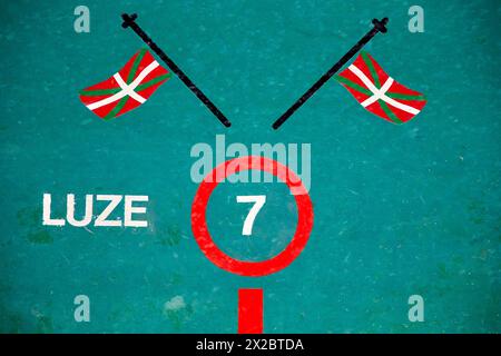 Pelota Basca, Frontón Beotibar, Tolosa, Gipuzkoa, Paesi Baschi, Spagna, Europa Foto Stock