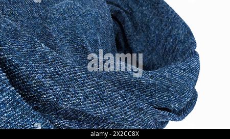 Illustrazione in 3D di un tessuto di cotone di jeans air Blue su sfondo bianco con materiali realistici e dettagli, carta da parati di design Foto Stock
