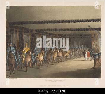 Horse Armoury, Torre di Londra. Aquatint di Thomas Sunderland . Pubblicato: Rudolph Ackermann, in Series Microcosm of London. 1809. Foto Stock